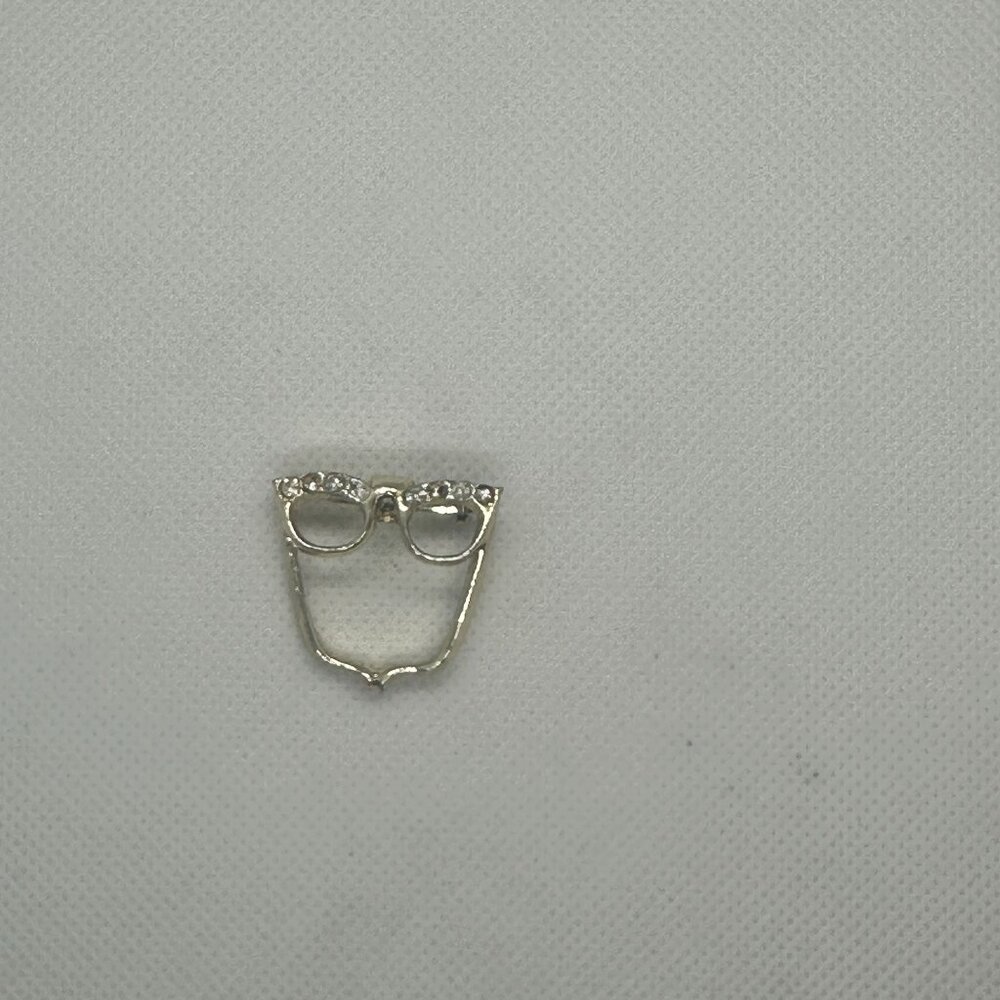 Gold-Tone Glasses Brooch Pin With Rhinestone Accents For Women